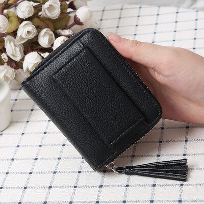 

Tailored Women s Fashion Trend Solid Color Long Fringed Leather Card Wallet