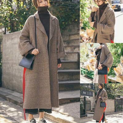 

Toponeto Womens Winter Lapel Wool Coat Trench Jacket Long Sleeve Overcoat Outwear