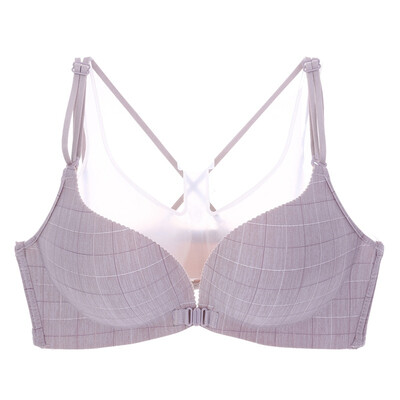 

New Fashion Alphabet Wire Free Bras Sexy Lingerie Breath Skin Cotton Bralette Underwear Women Seamless Push Up Front Buckle Bra