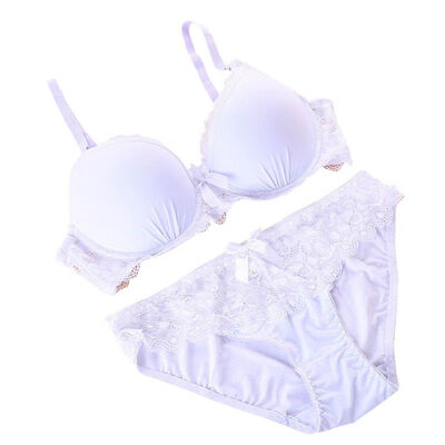 

ROPALIA New Solid Lace Bra Brief Sets Sexy Underwear Women Push Up Female Bra