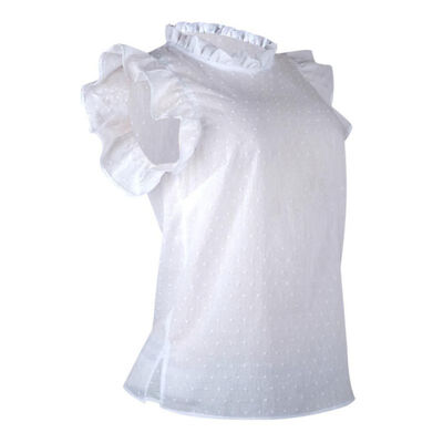 

Women Dot Tops White Ruffled Camisole Female Summer Vest Split Tank Top Women Cotton Sleeveless Camis Party Thin Festival