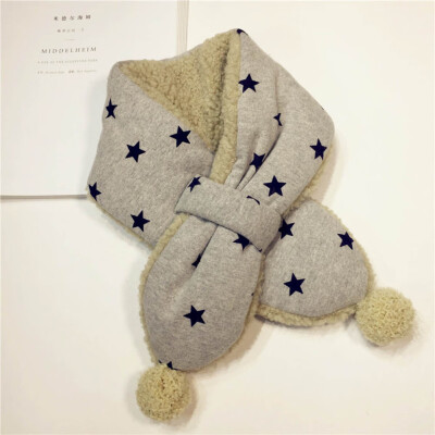 

Autumn And Winter Print Children Scarves Double-Faced Plush Ball Cute Baby Boys Girls Cross