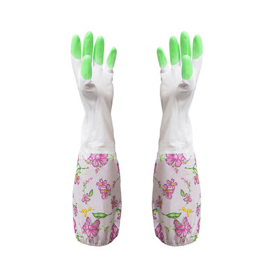

Gobestart Waterproof Rubber Latex Flannel Washbowl Gloves Kitchen Household Cleaning Glove