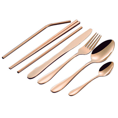 

Toponeto 7PCS Set Stainless Steel Upscale Dinnerware Flatware Cutlery Fork Spoon BK