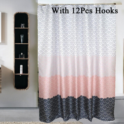 

Nordic Shower Curtain with 12pcs Hooks High Polymer Polyester Fabric Shower Curtain Thicken Waterproof Bathroom Curtains