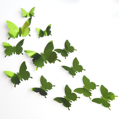 

JPGIF 12PCS Butterfly Silver Mirror Decoration Home Room Art 3D DIY Wall Stickers