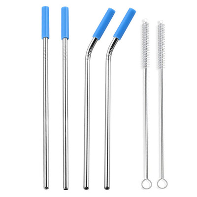 

Toponeto Reusable Stainless Steel Metal Drinking Straws With Cleaning Brushes