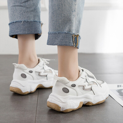 

LZJ 2019 Sneakers Women Trendy Chunky Dad Shoe Laces Platform Shoes New Color Matching Reflective Sneakers Chaussures 35-40