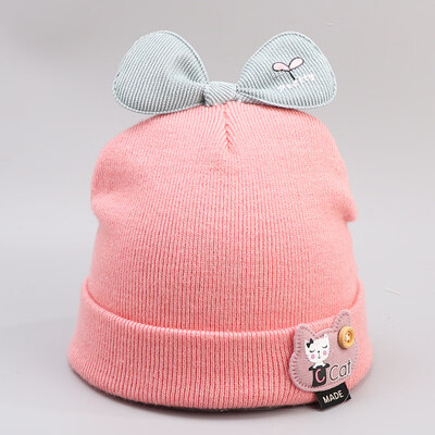 

Dongyun new autumn&winter childrens knitting pure cotton bow cartoon button cap