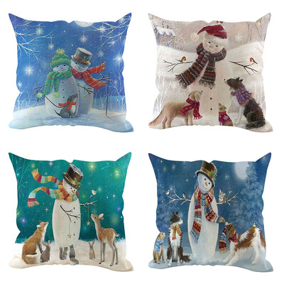 

Tailored 4Pcs Christmas Pillow Cover Pillowcases Decorative Sofa Cushion Cover Decoration