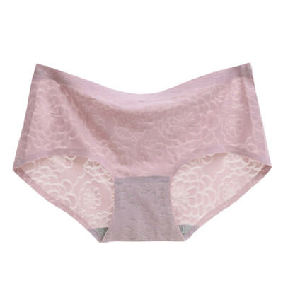 

Ice Silk Women Panties Seamless Comfortable Sexy Mid-Waist Underpants Jacquard Pressure Side Ladies Briefs