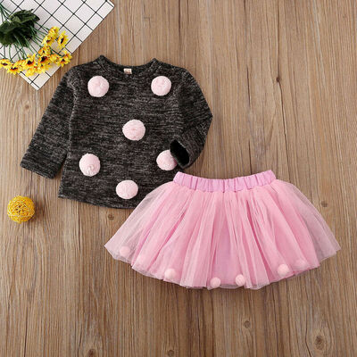 

Toddler Baby Girls Autumn Winter Clothes Sweater Tops Tulle Tutu Skirt Outfits