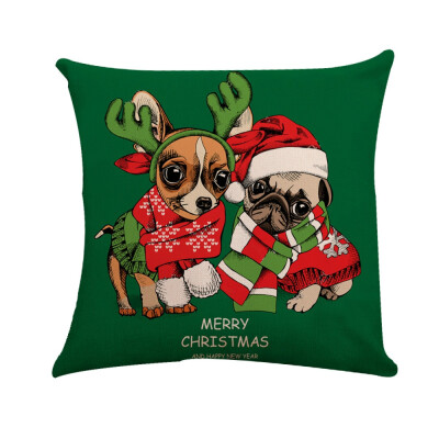 

〖Follure〗Xmas Cotton Pillow Case Linen Cushion Cover Merry Christmas Home Decoration