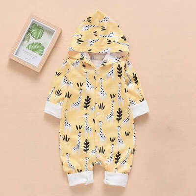

0-18M Newborn Cute Deer Hooded Romper Infant Baby Boy Girl Kid Cartoon Print Jumpsuit Clothes Outfit