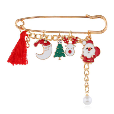 

1Pcs Christmas Gifts Clothes Cosplay Santa Claus Elk Snowman Pin Brooch Christmas Element Brooch