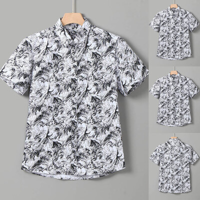 

Tailored Fashion Mens Color Lump Chest Pocket Short Sleeve Round Hem Loose Shirts Blouse