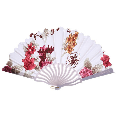 

ChineseJapanese Style Floral Decorative Folding Fan Satin Fabric Handheld Plastic Fan Dancing Props Home Wall Decor Art