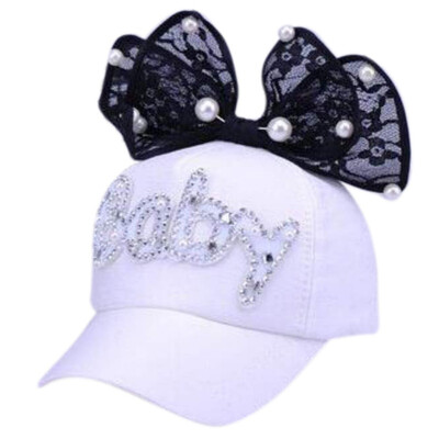 

New Kids Adjustable Hat Baby Girl Casual Outdoor Letter Pattern Baseball Cap Breathable Visor Hats With Bowknot