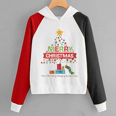 

Tailored Women Christmas Print Hooded Long Sleeves Sweatshirt Hooded Pullover Tops Shirt