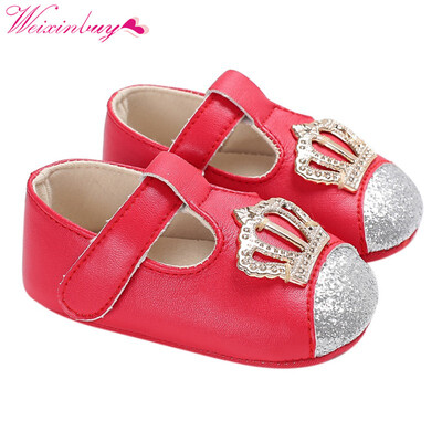 

Baby Shoes Newborn Baby Girl Shoes PU Crown Bling Fashion Princess Shoes First Walker PU Baby Gift Spring