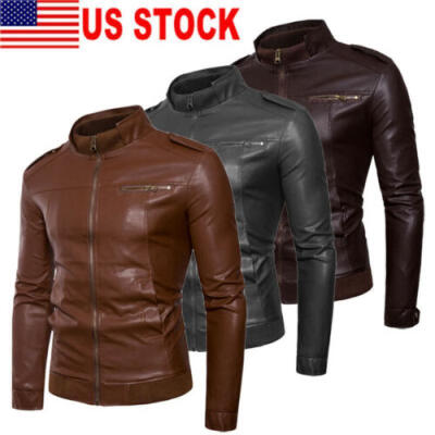 

New Mens Leather Jacket Black Zipper Slim fit Motorcycle Real lambskin jacket