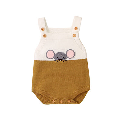 

Knit Rompers Children Winter Baby Girls Sleevless Rompers Cute Mouse Outfit Clothes Toddler Newborn One-pieces Jumpsuit