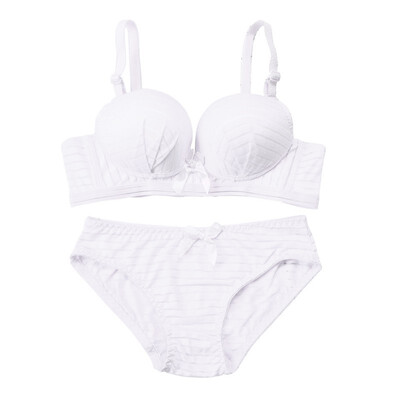 

1 Set Women Sexy Lingerie Romantic Bra Push Up Underwear Solid Bow Female Buckle Bra Panties Set