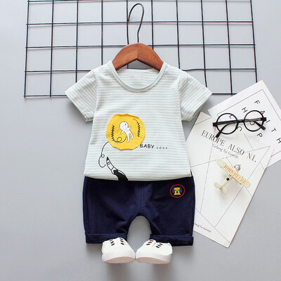 

Baby Boys Clothes Sets Summer Striped Print Short Sleeve Tops Shirts Pant Casual Kids Children Clothing Suit