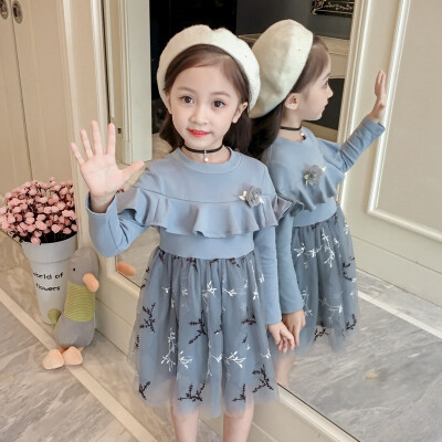 

Baby Girls Clothes 2019 Autumn Spring Kids Dresses Girls Sweet Mesh Princess Dress Children Long Sleeve Dress