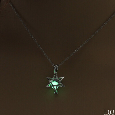 

Fashion Luminous Fairy Pearl Bead Cage Locket Necklace Glow In The Dark Charm Hollow Pendant Necklaces