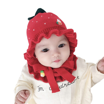 

6M-3Y Baby Beanies Cap Set 2pcs Baby Kids Solid Color Cartoon Rabbit Hat Scarf Winter Warm Set For Boys Girls Toddler