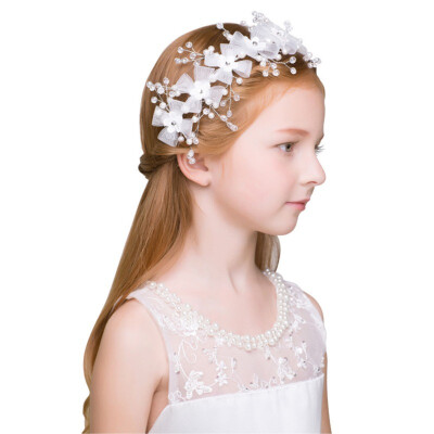 

Sweet Princess Headband Woman Flower Hairbands Pearl Wreath Girls Headwear Kids Hair Wedding Party Accessories