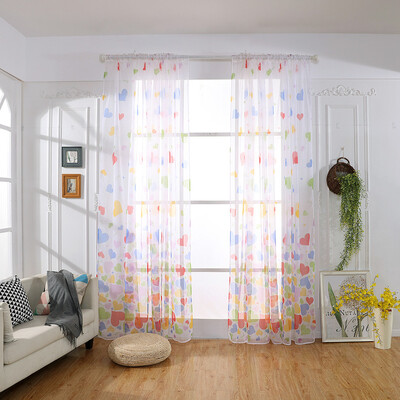 

Toponeto Heart Shaped Curtain Tulle Window Treatment Voile Drape Valance 1 Panel Fabric