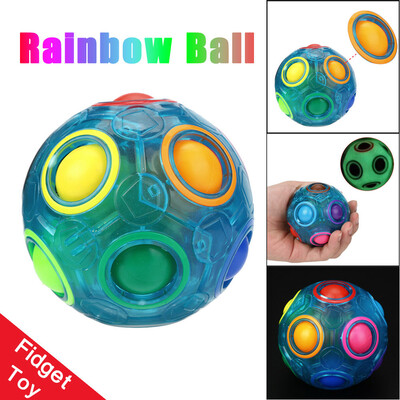 

Gobestart Luminous Stress Reliever Magic Rainbow Ball Fun Cube Fidget Puzzle Education Toy