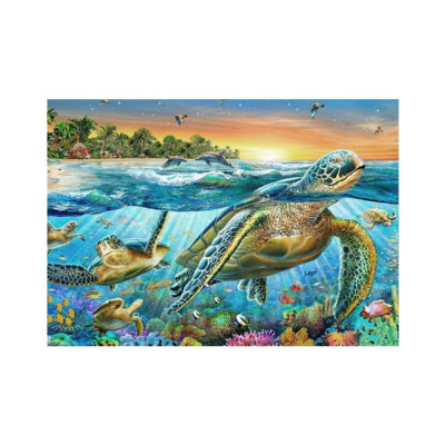 

Coloured Animal Theme Diamond Painting By Number Kits Full Cattle Diy Round Resin Covered Diamond Painting Sea Turtle