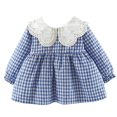 

Autumn Casual Toddler Baby Girls Long Flare Sleeve Plaid Print Thicken Dress Kids Princess Pageant Dresses