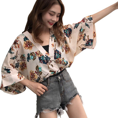

women tops&blouse Sexy V-Neck elegant blouse Loose shirts blusas mujer Button Women Shirt Printed long sleeve blouse