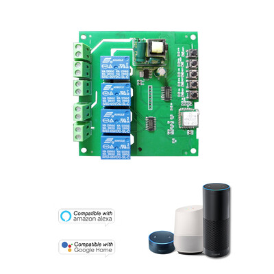 

SONOFF 4CH AC85-250V RF 433MHz 4 Gang WiFI Switch 3 Working Modes InchingSelf-LockingInterlock WiFi Smart Switch Compatible with