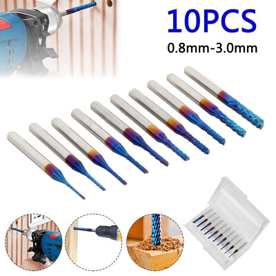 

Willstar 10Pcsset 08-3mm 18" Shank Nano Blue Coat End Mill Cutter CNC Router Bits Tool