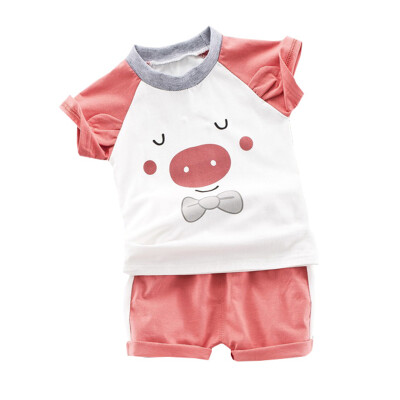 

Summer Baby Clothes for Girls Short Sleeve Animal Print Tops Blouse T-shirtShorts Children Casual Boys Clothes Sets