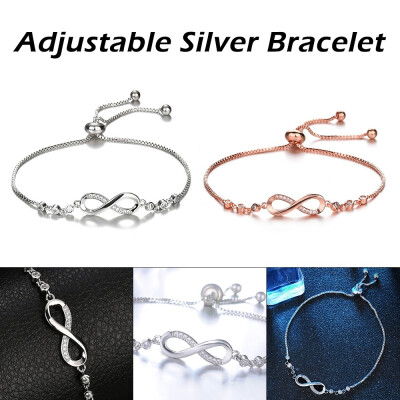 

Willstar Silver Gold 8 Shape Infinity Friendship Adjustable Tightness Miniature Diamond Bracelet for Women