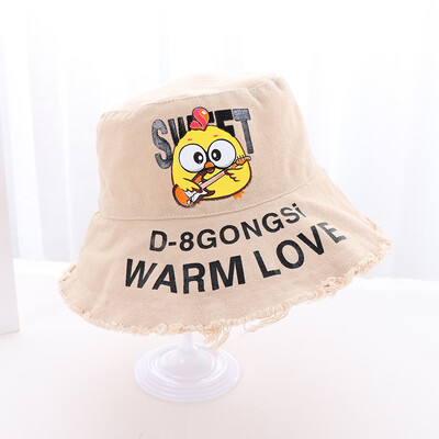

New Korean version of female summer fringed bonnet cartoon letters printing&dyeing fisherman bonnet sunshade sunscreen hat