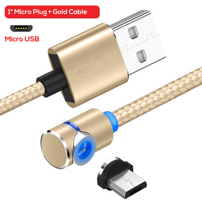 

90 Degree 3 in 1 Led Cable Magnetic Charging Cable for iPhone X 8 7 6 Plus  Nylon Micro USB Cable USB Type-C USB C Cable