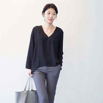 

White Blouse Long Sleeve Leisure Blouse V-neck Women Tops&Blouses Solid Office Shirt Lady Blouse Shirt Blusas Camisa