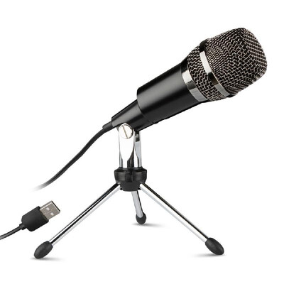

USB Home Vocal Recording Microphones Desktop Mini Metal Tripod Stand for for Laptop PC Recording Online Chatting Singing Podcast