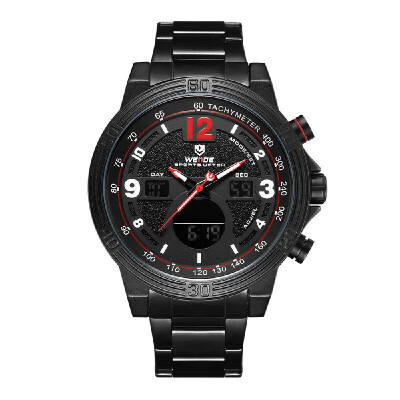 

WEIDE WH6908 Dual Display Two Movement Quartz Digital Men Watch 3ATM Waterproof LCD Backlight Luminous Sport Calendar 24-Hour Alar