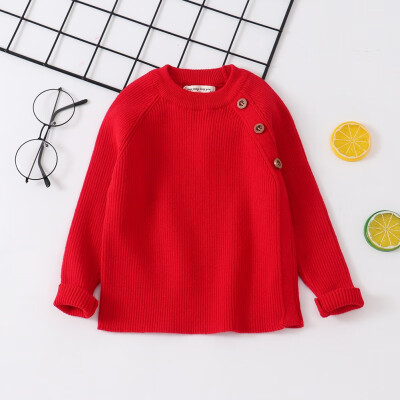 

Children Kids Sweater Winter Warm Baby Boy Girl Clothes Button Design Knitted Cotton Outerwear Clothes 1-6T