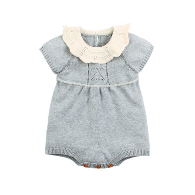 

Autumn Clothes for Infant Baby Girl Clothes Short Sleeve Knitted Solid Print Rompers Jumpsuit Baby Clothes