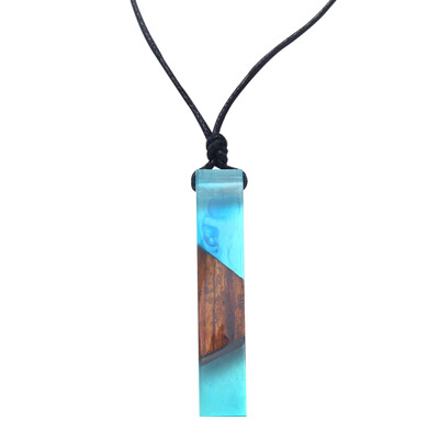 

Handmade Painting Resin Wood Pendant Necklaces For Women Men Rope Sweater Chain Long Necklace Wooden Frauen Halskette