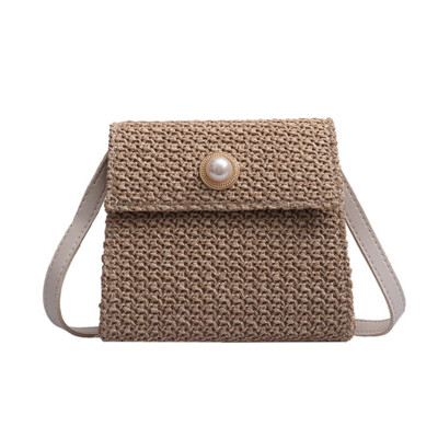 

2019 Korean version of the trend of weaving handbags wild small square bag chain Messenger bag Vintage one-shoulder woven straw